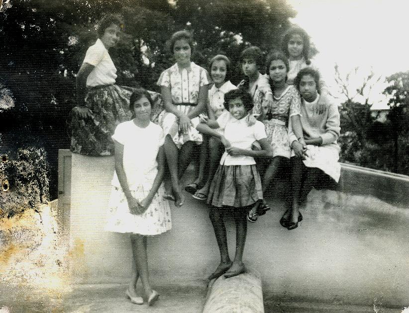 Boarders 1963 - Top Row - Meera Nair, Vineeta Das, Rani Cariappa, Mary Mathews, Annu Kuruvilla, Hima Bhandari, Susan Jacob Standing - Hema Krishnayya, Mary Paul