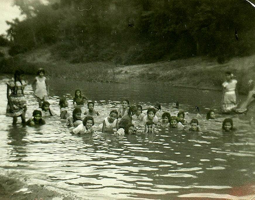 Boarders enjoying a picnic at Roerich's Farm, on the famed Tataguni Estate owned by the painter and his Indian film star wife Devika Rani (1964)